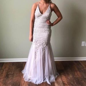 White prom dress with sequins
